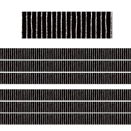 Black With White Pinstripes Straight Border Trim, 35 Feet Per Pack, 6 Packs - Kidsplace.store