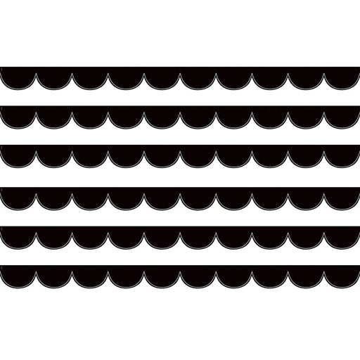 Black with White Scalloped Die-Cut Border Trim, 35 Feet Per Pack, 6 Packs - Kidsplace.store