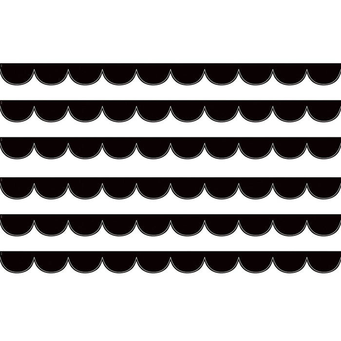 Black with White Scalloped Die-Cut Border Trim, 35 Feet Per Pack, 6 Packs - Kidsplace.store