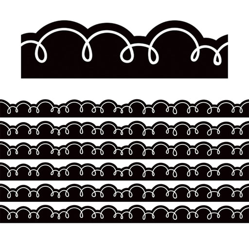 Black with White Squiggles Die-Cut Border Trim, 35 Feet Per Pack, 6 Packs - Kidsplace.store