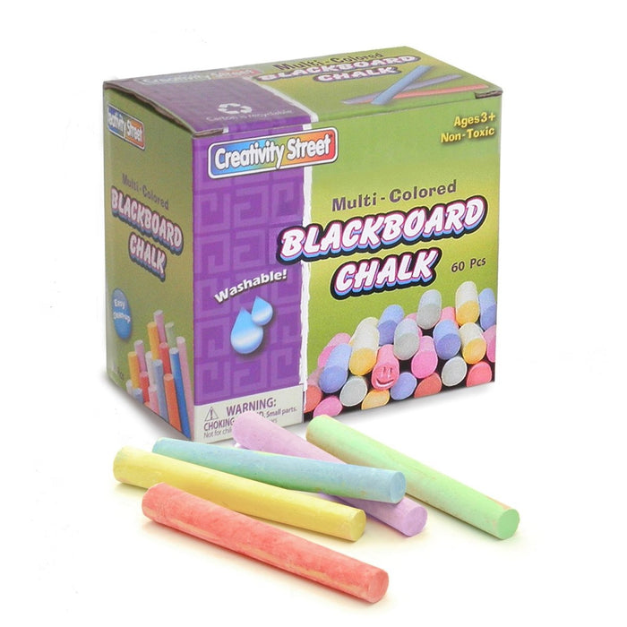 Blackboard Chalk, 5 Assorted Colors, 3/8" x 3-1/4", 60 Pieces Per Pack, 12 Packs - Kidsplace.store