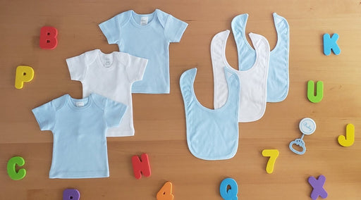 Blue And White Shirts With Bibs 6 Pc Ls_0654nb - Kidsplace.store