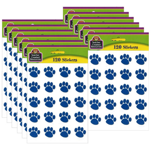 Blue Paw Prints Stickers, 1" Square, 120 Per Pack, 12 Packs - Kidsplace.store