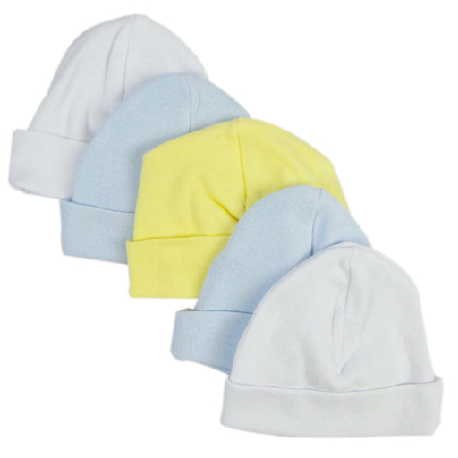 Blue & White Baby Caps (pack Of 5) 031-blue-2-w-2-y-1 - Kidsplace.store