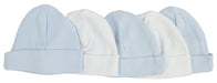Blue & White Baby Caps (pack Of 5) 031-blue-3-w-2 - Kidsplace.store