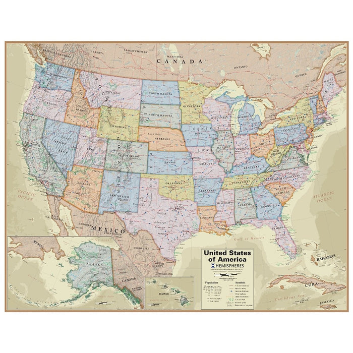 Boardroom Series United States Laminated Wall Map - Kidsplace.store