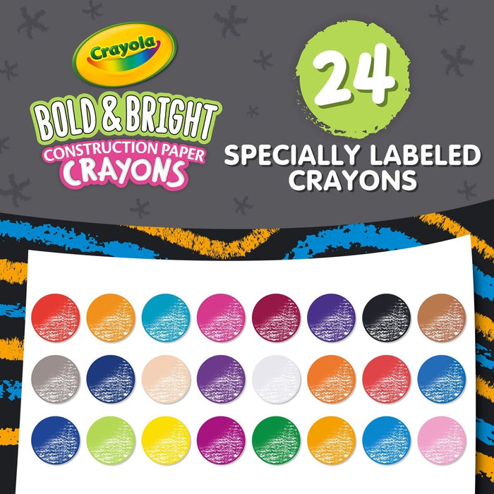 Bold & Bright Construction Paper Crayons, 24 Per Pack, 6 Packs - Kidsplace.store