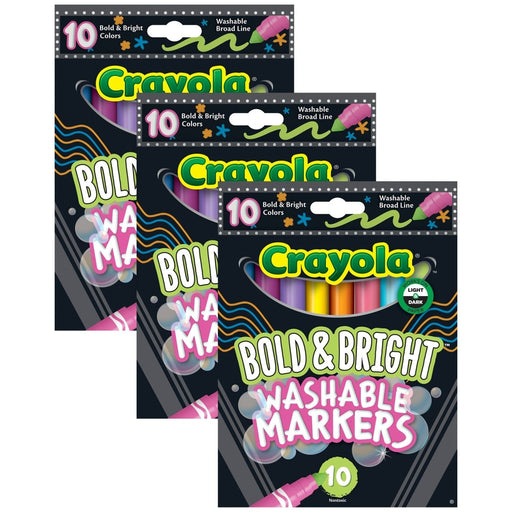 Bold & Bright Washable Broadline Markers, 10 Per Pack, 3 Packs - Kidsplace.store