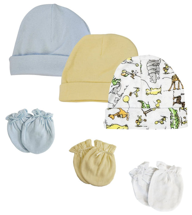 Boys Baby Caps And Mittens (pack Of 6) Nc_0291 - Kidsplace.store
