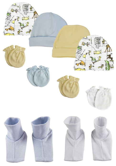 Boys Baby Caps, Booties And Mittens (pack Of 10) Nc_0289 - Kidsplace.store