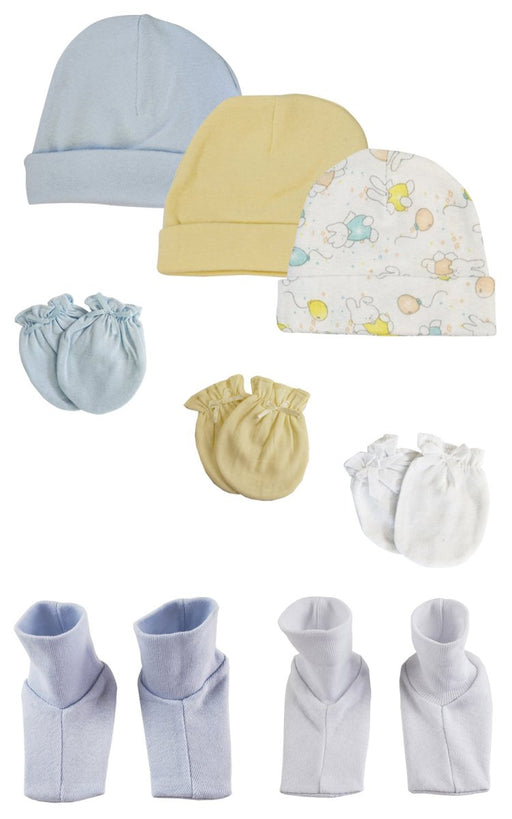 Boys Baby Caps, Booties And Mittens (pack Of 8) Nc_0265 - Kidsplace.store