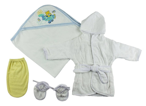 Boys Infant Robe, Hooded Towel And Washcloth Mitt - 3 Pc Set Cs_0001 - Kidsplace.store