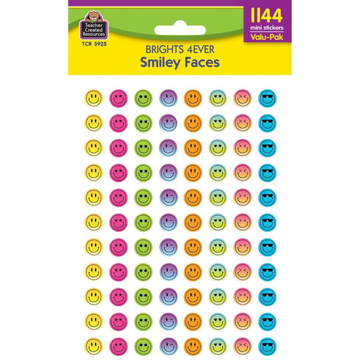 Brights 4Ever Smiley Faces Mini Stickers Valu-Pack, 1144 Per Pack, 6 Packs - Kidsplace.store