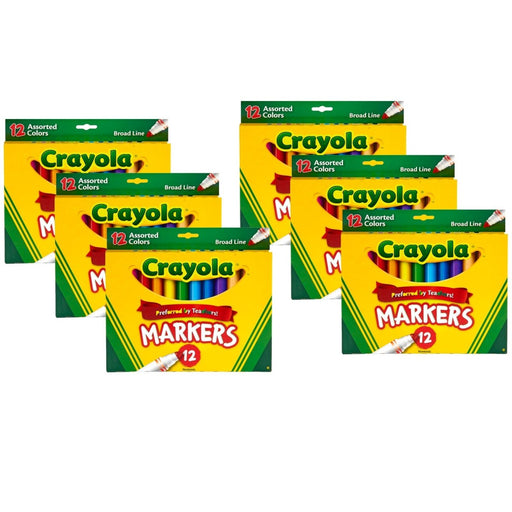 Broad Line Markers, Assorted, 12 Per Box, 6 Boxes - Kidsplace.store