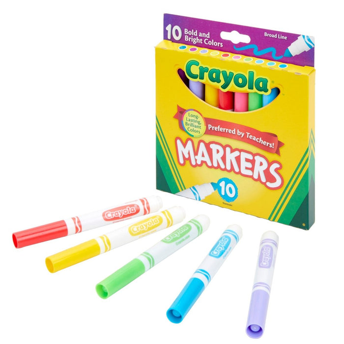 Broad Line Markers, Bold & Bright Colors, 10 Per Pack, 6 Packs - Kidsplace.store