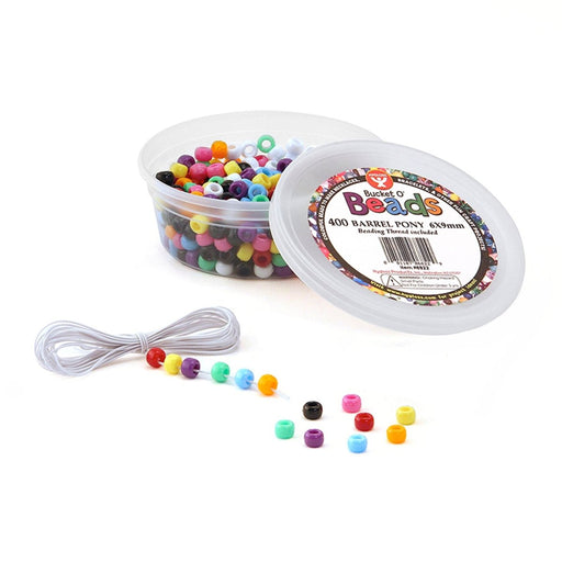 Bucket O’ Beads, Barrel Pony, 6 x 9 mm, 400 Per Pack, 6 Packs - Kidsplace.store