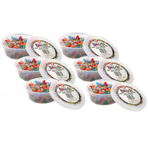 Bucket O’ Beads, Faceted, 8 mm, 450 Per Pack, 6 Packs - Kidsplace.store