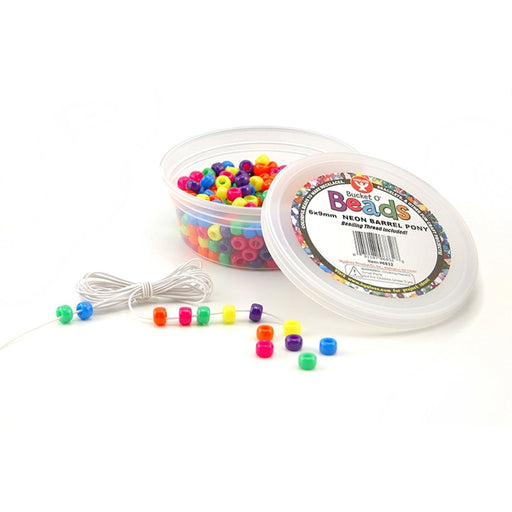 Bucket O’ Beads, Neon Barrel, 6 x 9 mm, 375 Per Pack, 6 Packs - Kidsplace.store