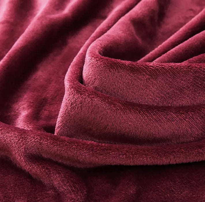 Burgundy Red Soft Plush Warm Cozy Bed Throw Flannel Blanket - Kidsplace.store