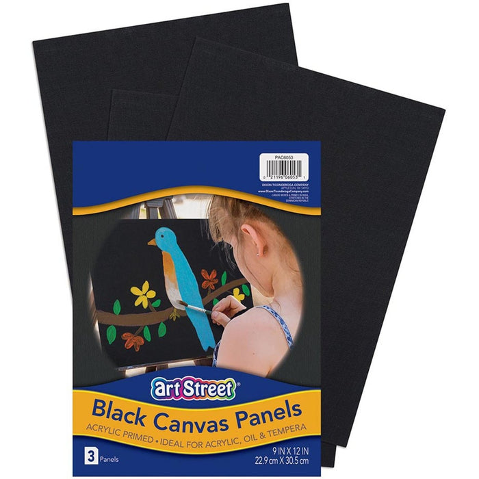 Canvas Panels, Black, 9" x 12", 3 Per Pack, 2 Packs - Kidsplace.store