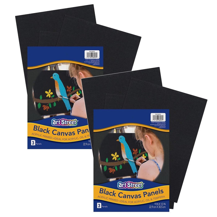 Canvas Panels, Black, 9" x 12", 3 Per Pack, 2 Packs - Kidsplace.store