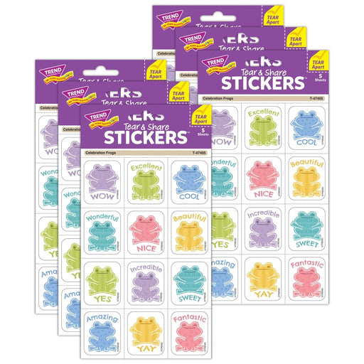 Celebration Frogs Tear & Share Stickers®, 60 Per Pack, 6 Packs - Kidsplace.store