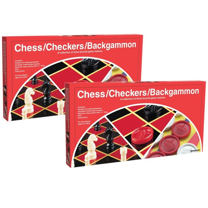 Chess/Checkers/Backgammon Board Game, Pack of 2 - Kidsplace.store