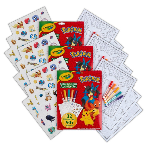 Color & Sticker Activity Set, Pokemon, 3 Sets - Kidsplace.store