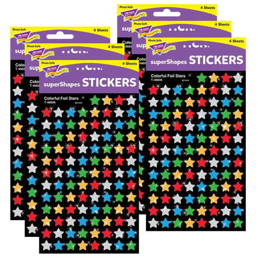 Colorful Foil Stars superShapes Stickers, 400 Per Pack, 6 Packs - Kidsplace.store