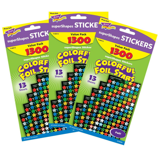 Colorful Foil Stars superShapes Value Pack, 1300 Per Pack, 3 Packs - Kidsplace.store