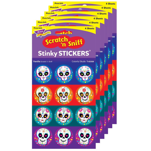 Colorful Skulls/Vanilla Stinky Stickers®, 48 Per Pack, 6 Packs - Kidsplace.store
