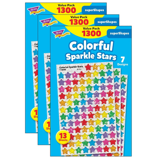 Colorful Sparkle Stars superShapes Value Pack, 1300 Per Pack, 3 Packs - Kidsplace.store