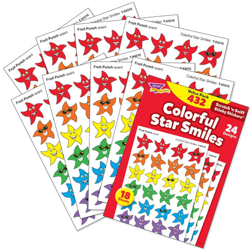 Colorful Star Smiles Stinky Stickers® Variety Pack, 432 Per Pack, 3 Packs - Kidsplace.store