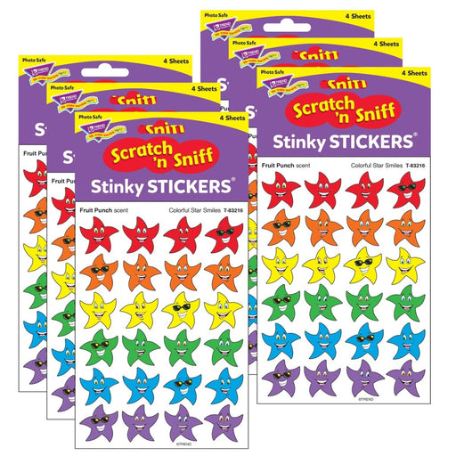 Colorful Star Smiles/Fruit Punch Stinky Stickers®, 96 Per Pack, 6 Packs - Kidsplace.store