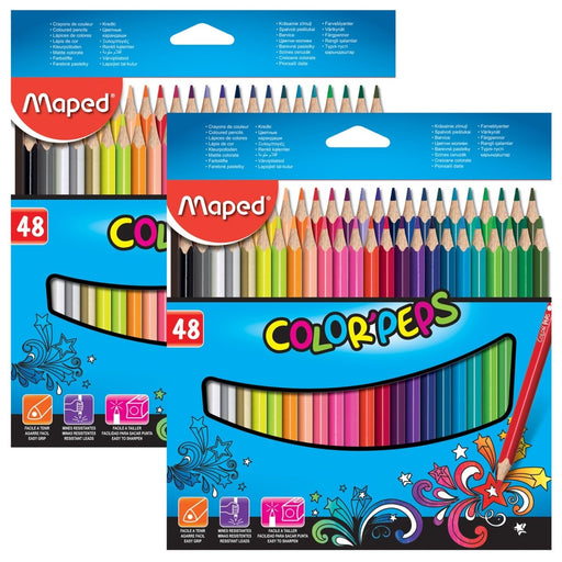 Color'Peps Triangular Colored Pencils, Assorted Colors, 48 Per Pack, 2 Packs - Kidsplace.store