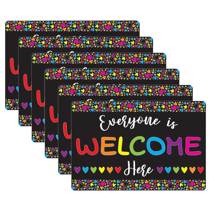 Computer Mouse Pad, 8" x 10", Everyone is Welcome Here, Hearts, Pack of 6 - Kidsplace.store