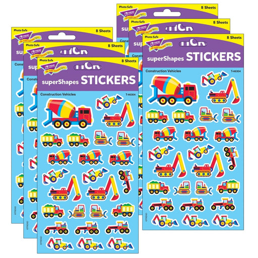 Construction Vehicles superShapes Stickers-Large, 200 Per Pack, 6 Packs - Kidsplace.store