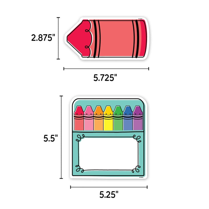 Core Decor Doodle Crayons 6" Designer Cut-Outs, 54 Per Pack, 3 Packs - Kidsplace.store