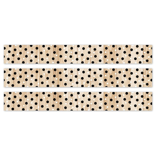 Core Decor Polka Dots on Wood EZ Border, 48 Feet Per Pack, 3 Packs - Kidsplace.store