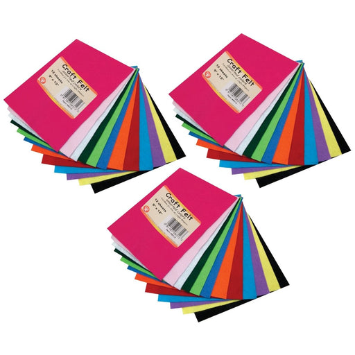 Craft Felt, 9" x 12", 12 Sheets Per Pack, 3 Packs - Kidsplace.store