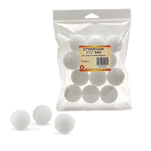 Craft Foam Balls, 1-1/2 Inch, White, 12 Per Pack, 6 Packs - Kidsplace.store