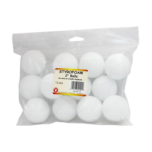 Craft Foam Balls, 2 Inch, White, 12 Per Pack, 3 Packs - Kidsplace.store