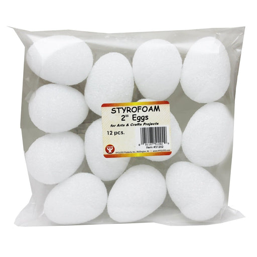 Craft Foam Eggs, 2 Inch, White, 12 Per Pack, 3 Packs - Kidsplace.store