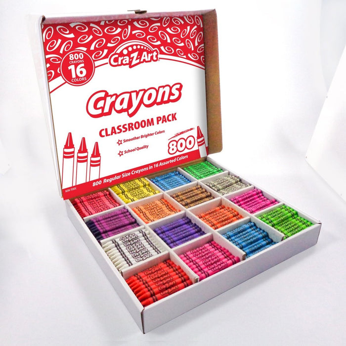 Crayon Classroom Pack, 16 Color, Box of 800 - Kidsplace.store