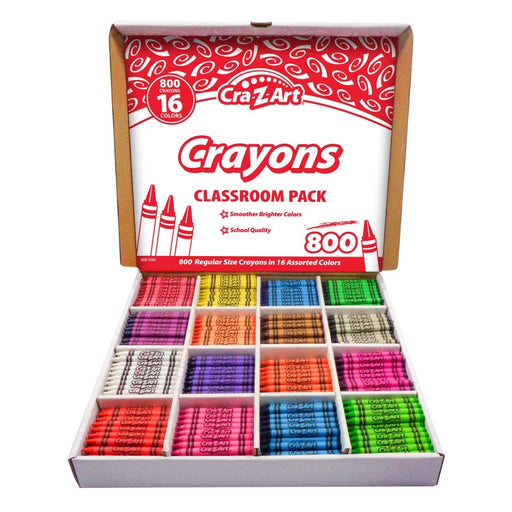 Crayon Classroom Pack, 16 Color, Box of 800 - Kidsplace.store