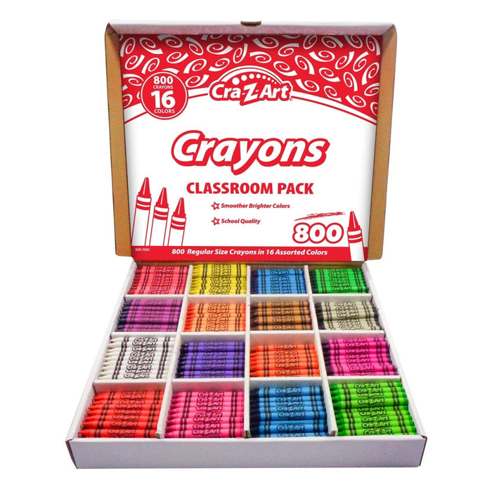 Crayon Classroom Pack, 16 Color, Box of 800 - Kidsplace.store