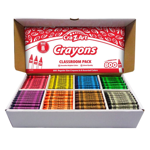 Crayon Classroom Pack, 8 Color, Box of 800 - Kidsplace.store