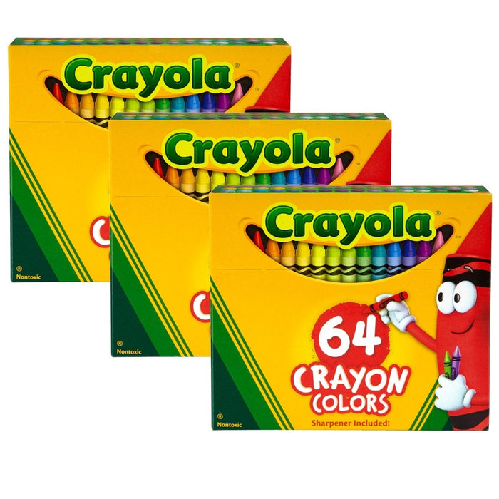 Crayons, Regular Size, 64 Per Box, 3 Boxes - Kidsplace.store