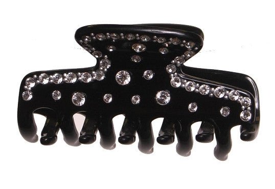 Crystal Stoned Small Black Hair Claw - Kidsplace.store