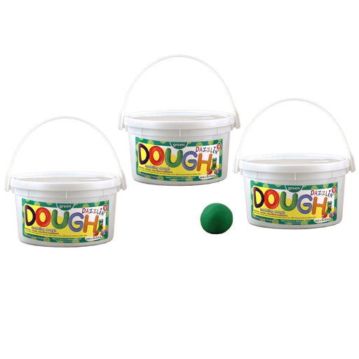 Dazzlin' Dough, Green, 3 lb. Tub, Pack of 3 - Kidsplace.store